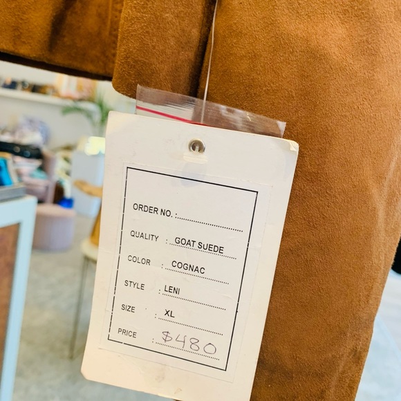 Serge Pariente Tan Cognac 100% Goat Suede Bomber Flight Moto Jacket Leni - Picture 4 of 7